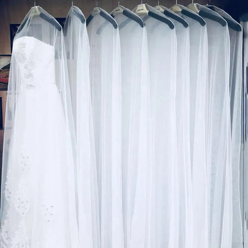 Transparent Soft Tulle Dust Cover For Wedding Dress Garment Protector