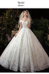 Wedding Dress Elegant Boat Neck Gown with Train Luxury Lace