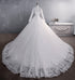 Muslim Wedding Dress Elegant High Neck Train Luxury Lace Gown