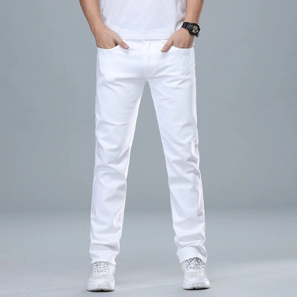 Classic Style Men's Regular Fit Jeans Business Fashion Denim Trousers