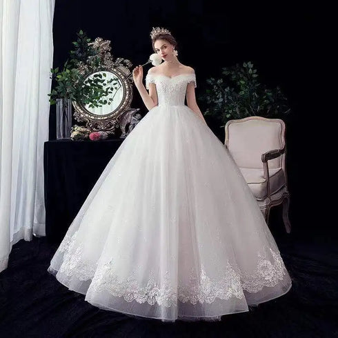 Wedding Dresses Illusion V-Neck Short Tulle Sequined Embroidery Beading Backless Off The Shoulder Luxury Bride Gown