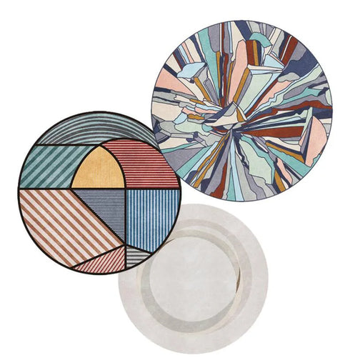 Modern Geometric Round Carpet for Living Room Bedroom and Hallway