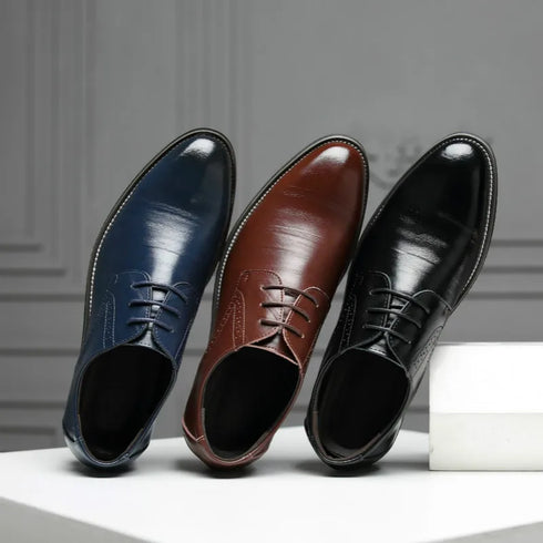Men's Stylish Suede Brogue Shoes for Weddings and Formal Events - New Fashionable Leather Footwear in Black
