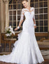 Sheer Neck Illusion Mermaid Wedding Dress with Lace Appliques
