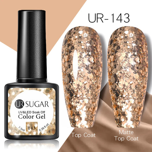 Nail Gel Polish - 7.5ml Semi-permanent Glitter Varnish for Winter Manicure, Eco-friendly and SGS Certified for Lasting Style