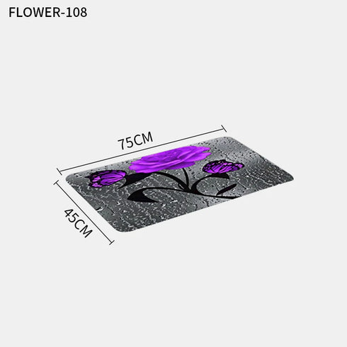 Red Rose and Butterfly Bathroom Mat and Shower Curtain Set Waterproof Eco-Friendly Design