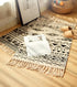 Ethnic Style Woven Linen Cotton Rectangle Rug Mat for Living Room and Bedroom Foot Pad