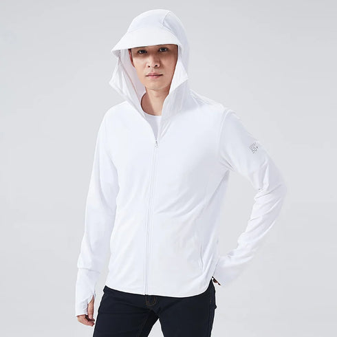 Ultra-Lightweight Men's Hooded Windbreaker Jacket for Summer Sun Protection - UPF 50+ Casual Sportswear with Full Sleeves and Zipper Closure