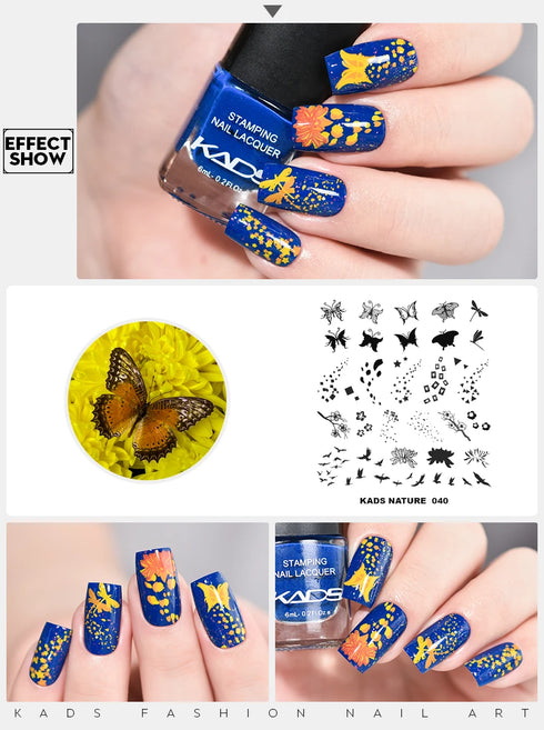 Nature-Inspired Nail Art Stamping Plate Set with Butterfly and Mountain Range Designs for DIY Manicure Enthusiasts