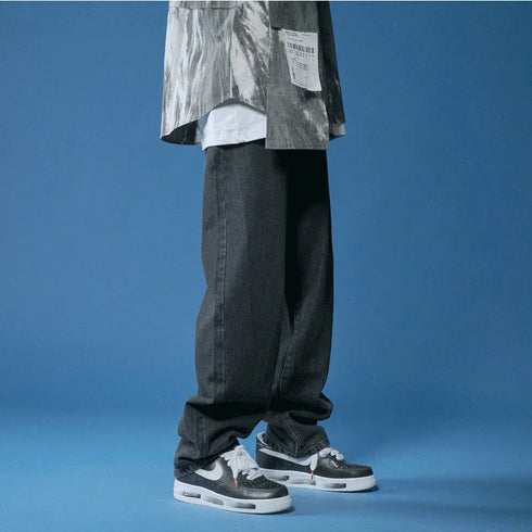 Trendy Baggy Denim Jeans for Men – Stylish Harem Pants for Teens, Ideal for Casual Streetwear and Versatile Outfits, Perfect Medium Wash Jeans for Any Season