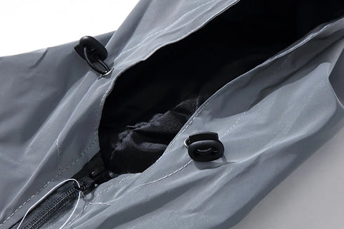 Reflective Windbreaker Jackets for Men - Waterproof Hooded Zipper Coats Perfect for Hip Hop Dancers and Casual Outfits