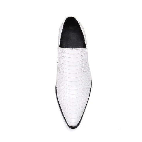 White Snake Skin Genuine Leather Men's Party Wedding Loafers