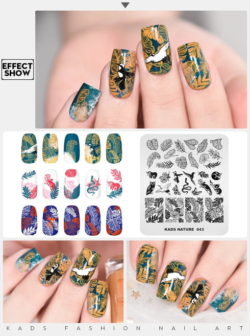 Nature-Inspired Nail Art Stamping Plate Set with Butterfly and Mountain Range Designs for DIY Manicure Enthusiasts