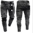 Men's Distressed Ripped Biker Jeans - Slim Fit Moto Denim Pants