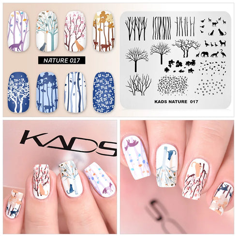 Nature-Inspired Nail Art Stamping Plate Set with Butterfly and Mountain Range Designs for DIY Manicure Enthusiasts