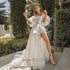 Fashion Sweetheart Puff Sleeves Bridal Gowns A-Line Dress