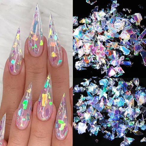 Irregular Glass Nail Glitter Flakes and Sparkly Sequins for 3D Nail Art Decoration – Perfect for Fall Season Nails DIY Manicure