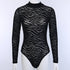 Mesh Transparent Sexy Long Sleeve Bodysuit for Women Party and Club Wear