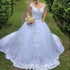 Luxury V-Neck Lace Wedding Gown with Train - Classic Ball Gown Plus Size