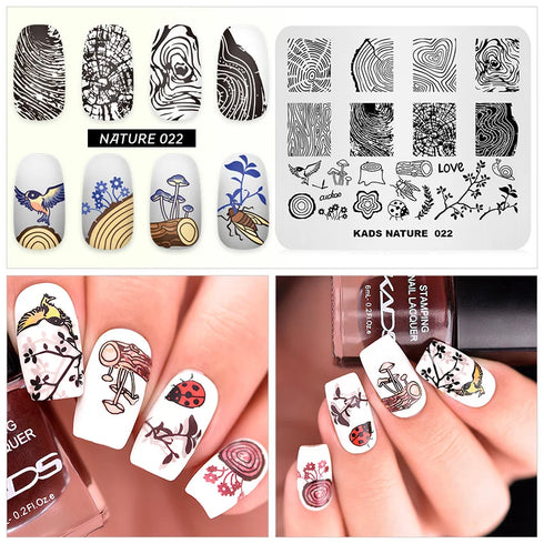 Nature-Inspired Nail Art Stamping Plate Set with Butterfly and Mountain Range Designs for DIY Manicure Enthusiasts