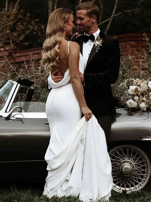 LORIE Mermaid Wedding Dresses Spaghetti Straps Boho Gowns