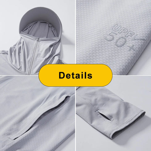 Ultra-Lightweight Men's Hooded Windbreaker Jacket for Summer Sun Protection - UPF 50+ Casual Sportswear with Full Sleeves and Zipper Closure