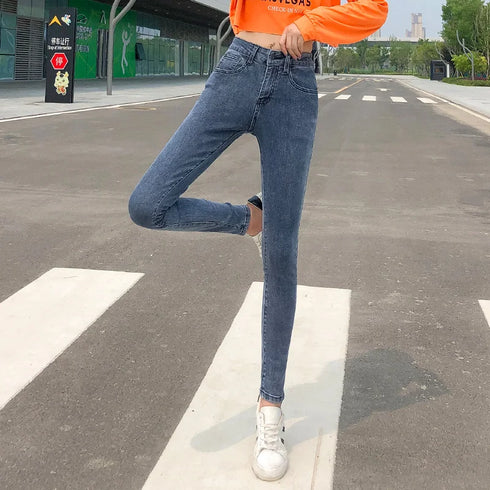 Women’s Classic Retro Skinny Jeans - High Waist Stretch Pencil Trousers for Casual Fall Outfits - Perfect for Homecoming and Everyday Wear