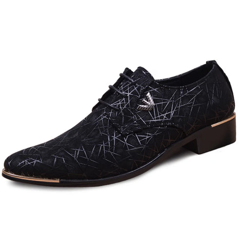 Men's Formal Business Oxfords - Microfiber Leather Lace-Up Dress Shoes with Pointed Toe Design for Weddings and Special Occasions