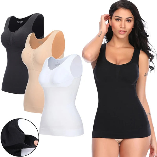 Casual Summer Tank Tops for Women with Built-in Shelf Bra and Wide Straps – Comfortable Sleeveless Camisole with Removable Bra for Yoga, Sports, and Everyday Wear