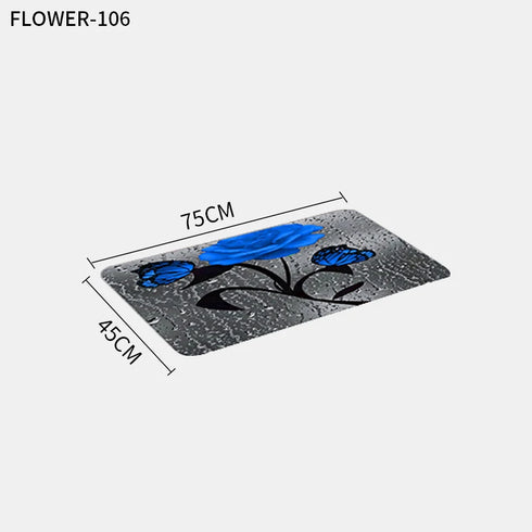 Red Rose and Butterfly Bathroom Mat and Shower Curtain Set Waterproof Eco-Friendly Design