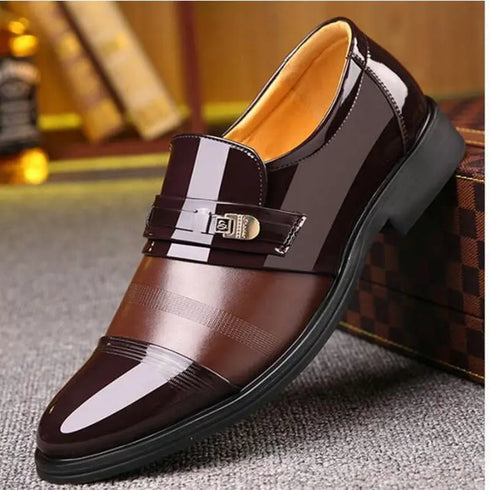 Elegant Men's Dress Shoes - Premium Business Leather Lace-up Brogue Footwear for Formal Events and Weddings