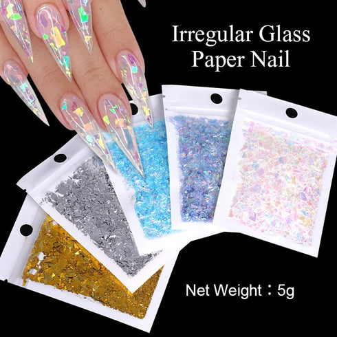 Irregular Glass Nail Glitter Flakes and Sparkly Sequins for 3D Nail Art Decoration – Perfect for Fall Season Nails DIY Manicure