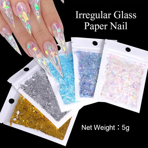 Irregular Glass Nail Glitter Flakes and Sparkly Sequins for 3D Nail Art Decoration – Perfect for Fall Season Nails DIY Manicure