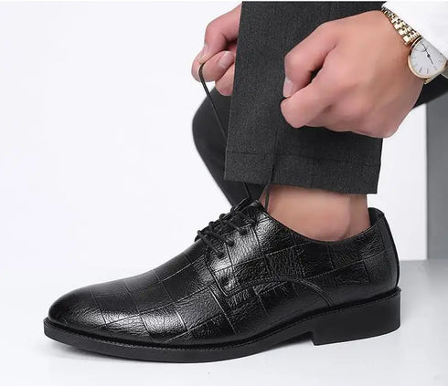 Elegant Handmade Italian Style Retro Leather Oxfords for Men - Perfect Formal Business and Party Footwear in Big Sizes