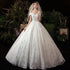 Wedding Dress Elegant Boat Neck Gown with Train Luxury Lace