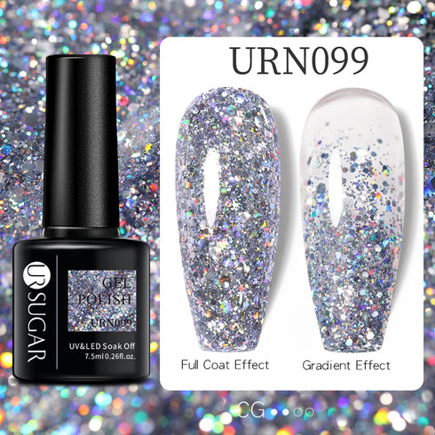 Nail Gel Polish - 7.5ml Semi-permanent Glitter Varnish for Winter Manicure, Eco-friendly and SGS Certified for Lasting Style