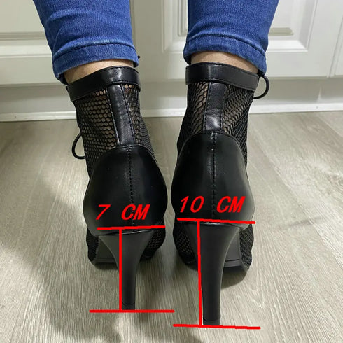 Sexy High Heels Hollow Mesh Sandals for Summer Fashion Comfort Peep Toe Stilettos Jazz Dance Female Shoes Plus Size