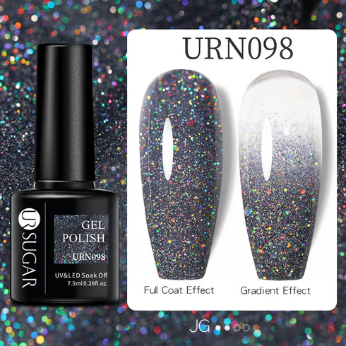 Nail Gel Polish - 7.5ml Semi-permanent Glitter Varnish for Winter Manicure, Eco-friendly and SGS Certified for Lasting Style