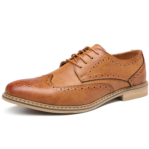 Elegant Men's Oxford Brogue Lace-Up Shoes for Business, Weddings, and Formal Occasions - Stylish Bullock Dress Footwear
