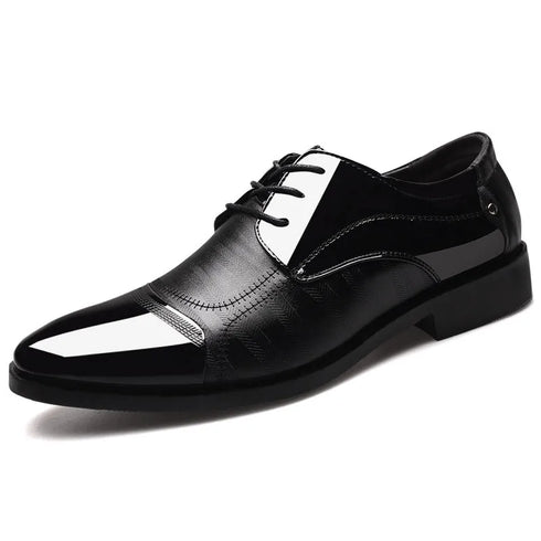 Elegant Breathable Leather Oxfords for Men - Stylish Formal Dress Shoes Perfect for Office, Parties, and Weddings with Comfortable Rubber Outsole and Lace-up Closure