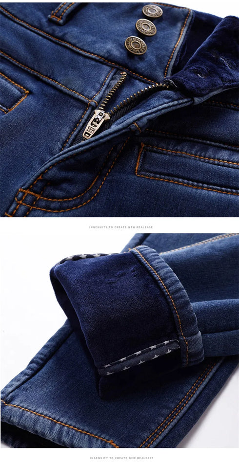 Winter Skinny Stretch Velvet Jeans Pants for Women