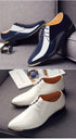 Men's Pointed Toe Patent Leather Dress Shoes - Elegant Lace-Up Styles for Weddings and Business Events