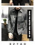 Men's Casual Lapel Hoodless Jacket - Slim Fit Plaid Woolen Coat for Autumn and Winter Fashion