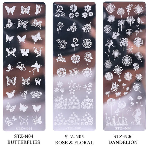 Retro Floral and Butterfly Nail Art Stamping Plate with Snowflake and Animal Designs - Creative Nail Templates for Stunning Manicures