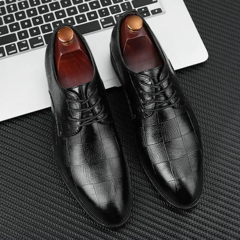 Elegant Handmade Italian Style Retro Leather Oxfords for Men - Perfect Formal Business and Party Footwear in Big Sizes