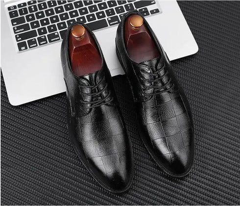 Elegant Handmade Italian Style Retro Leather Oxfords for Men - Perfect Formal Business and Party Footwear in Big Sizes