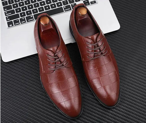 Elegant Handmade Italian Style Retro Leather Oxfords for Men - Perfect Formal Business and Party Footwear in Big Sizes