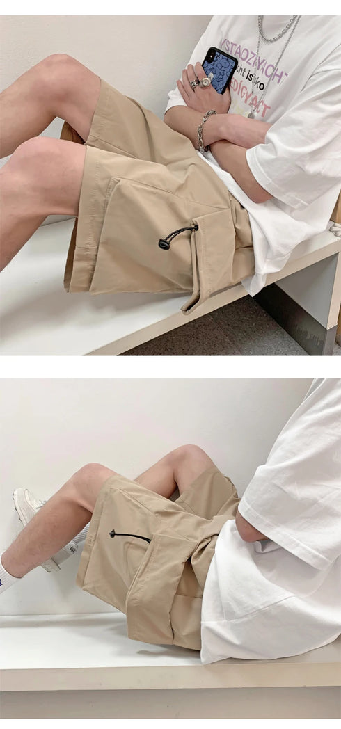 Men Casual Shorts Solid Leisure Summer Oversize Multi-pockets Cargo Trousers Streetwear