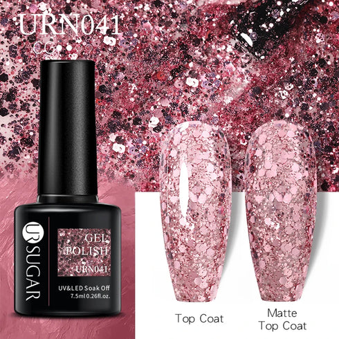 Nail Gel Polish - 7.5ml Semi-permanent Glitter Varnish for Winter Manicure, Eco-friendly and SGS Certified for Lasting Style
