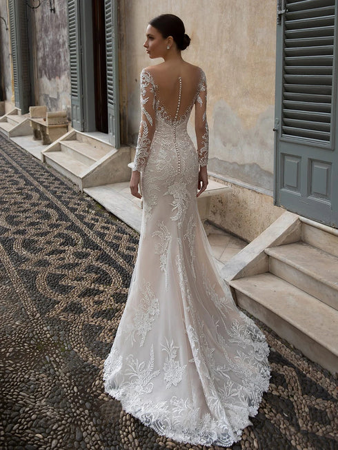 Mermaid Wedding Dresses Customized Illusion Backless Sexy Gowns